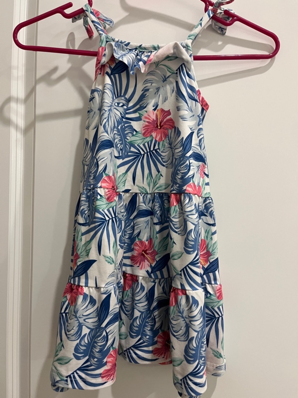 Tommy Bahama White Tropical Tiered Sundress with Blue & Pink Floral
